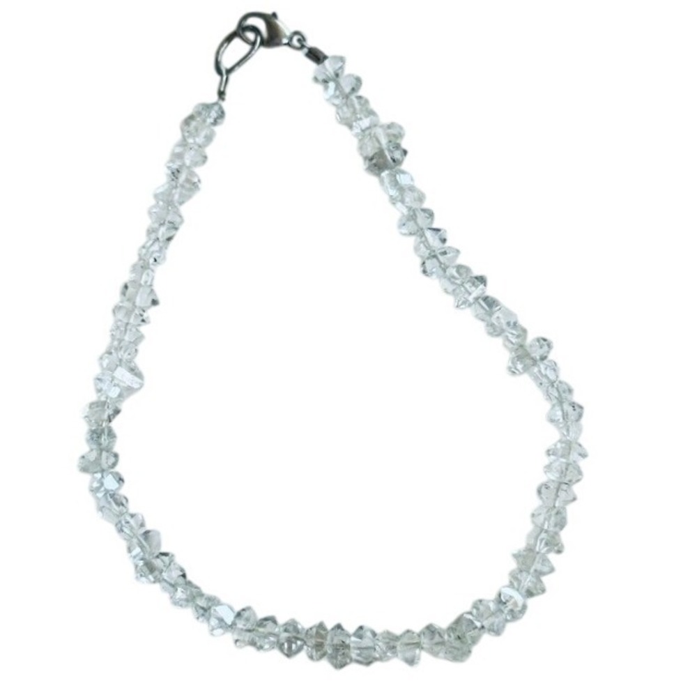Rock Quartz crystal thin Bracelet clear Sterling 925 Genuine Natural‎ stone 6.5"